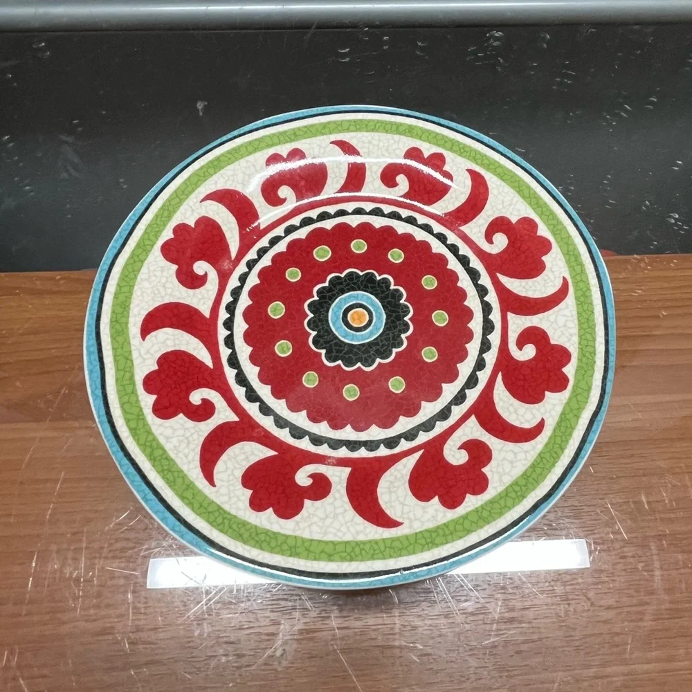 Pier 1 Multicolor Ceramic Bowl and Saucer Set